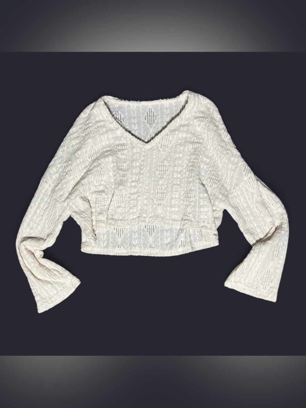 Cream Cropped V-Neck Top